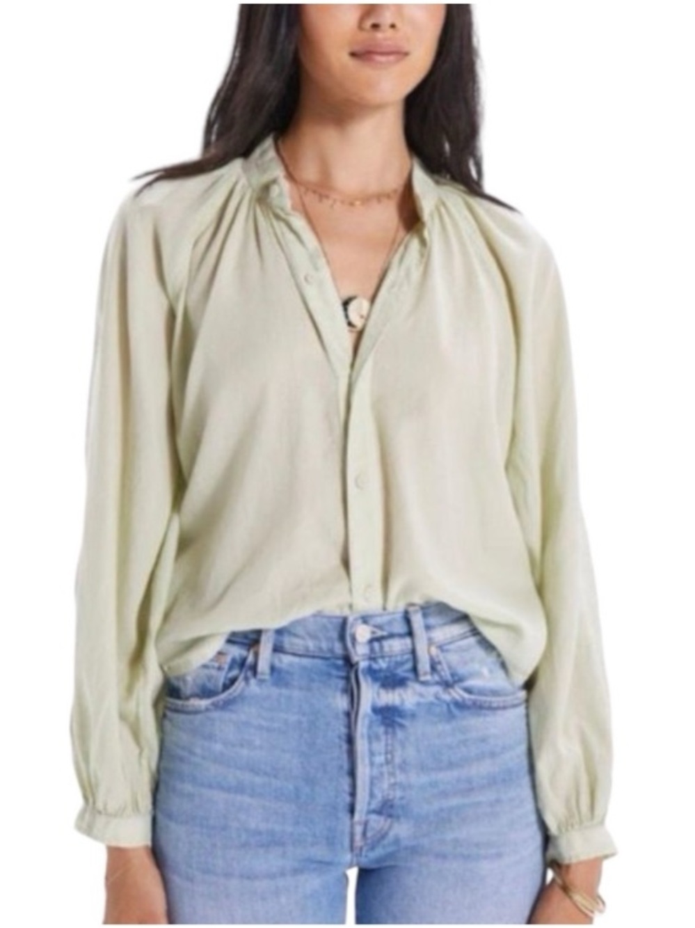 MOTHER The Sunburst Shirt in Swamp Green - Size Medium